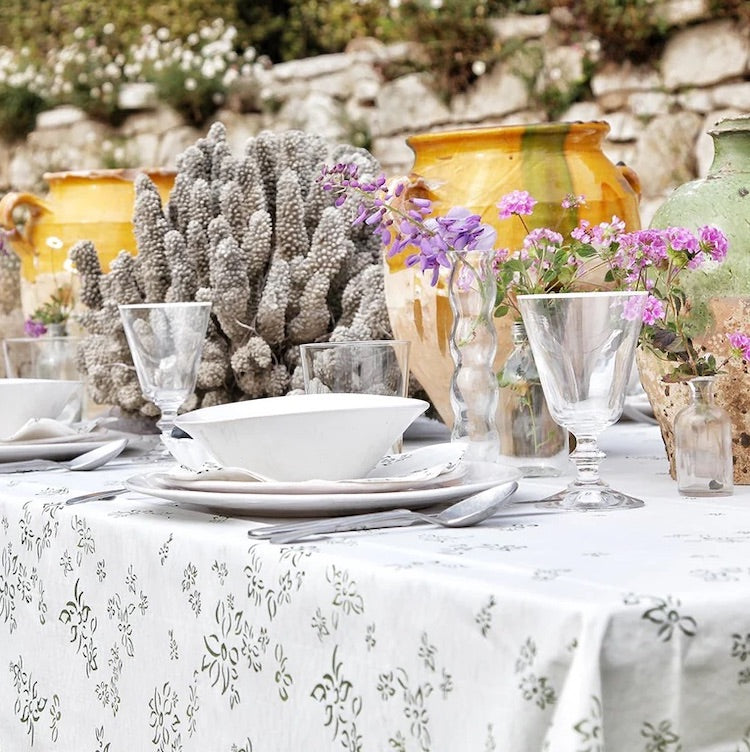 The Voyage Dubai. SB Falling Flower Paper Tablecloth in Avocado Green

This Summerill and Bishop tablecloth is made entirely from paper and carefully composed to look and even feel as close to the Italian linen as possible.

Designed in honour our co-founder Bernadette Bishop, this tablecloth features an elegant pattern of “falling flowers” in avocado green around its edge.

This is surely the world’s most beautiful tablecloth.