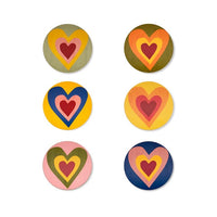 The Voyage Dubai - Summerill and Bishop Set of Six Heart Cork-Backed Coasters in Mixed Colours