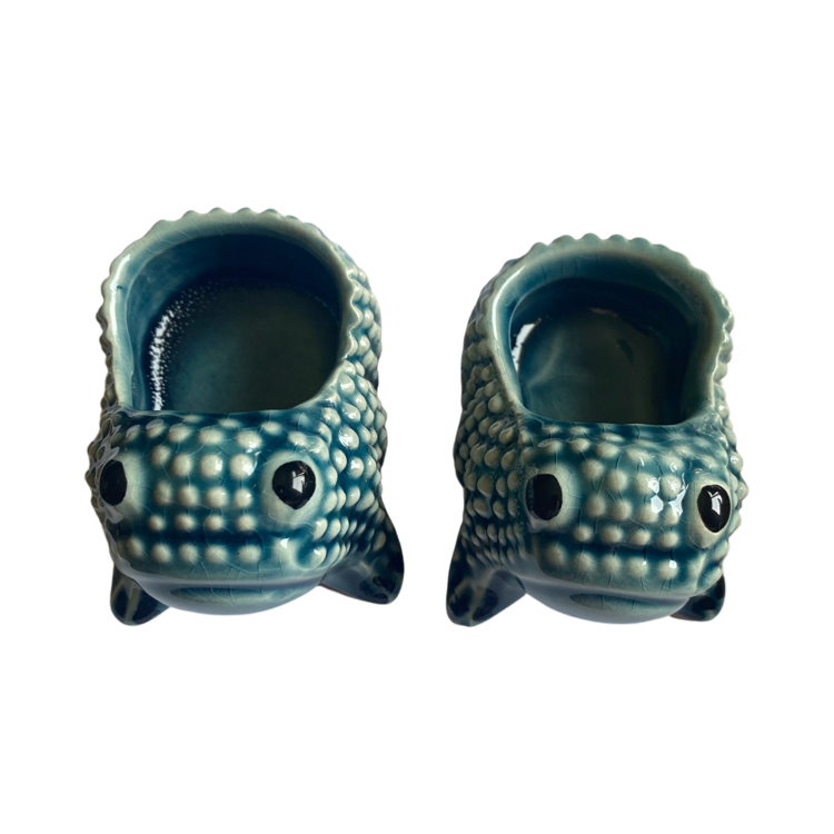 The Voyage Dubai - The iconic and covetable Jean Roger Frogs in mini size! Perfect on the table as salt & pepper cellars and equally fabulous as jewellery holders and decorative objects - Paon Blue