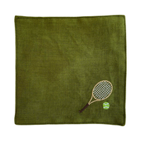 The Voyage Dubai - Overserved Cocktail Napkins in Green   A chic set of cocktail napkins to elevate your post match cocktails. A perfect gift for any tennis aficionado.  Our cocktail napkins are handcrafted from 100% European linen that has been stonewashed and softened giving them a wonderful, luxurious feel. The cocktail napkins come beautifully presented making for the perfect gift.