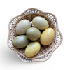 The Voyage Dubai - Set of Six Hand Carved Natural Alabaster Eggs - A chic Spring or Easter centrepiece, these beautiful, hand carved, marbled alabaster eggs come in various shades of greens, browns and yellows.