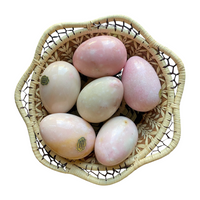 The Voyage Dubai - Set of Six Hand Carved Natural Alabaster Eggs - A chic Spring or Easter centrepiece, these beautiful, hand carved, marbled alabaster eggs come in various shades of pink and white.