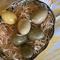 Set of Six Hand Carved Natural Alabaster Eggs - Natural