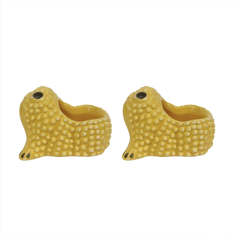 The Voyage Dubai - The iconic and covetable Jean Roger Frogs in mini size! Perfect on the table as salt & pepper cellars and equally fabulous as jewellery holders and decorative objects - Yellow