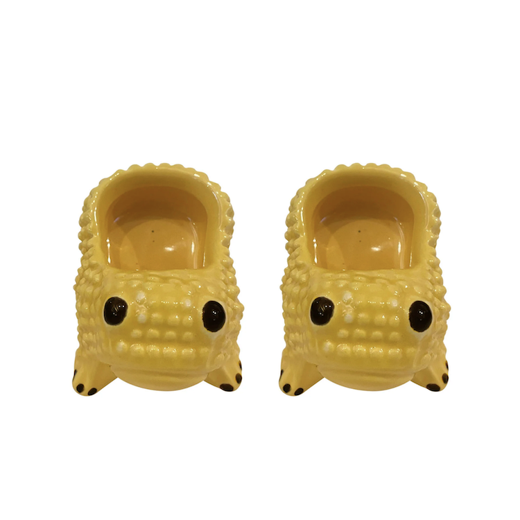 The Voyage Dubai - The iconic and covetable Jean Roger Frogs in mini size!  Perfect on the table as salt & pepper cellars and equally fabulous as jewellery holders and decorative objects - Yellow