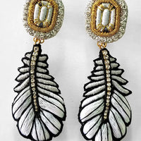 The Voyage Dubai - Celeste Mogador Silver Feather Clip On earrings