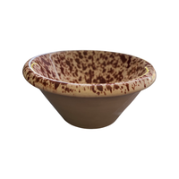 The Voyage Dubai - Splatter Salt/Olive Oil Bowl (Zingla) in Brown  A wonderful addition to the tablescape in the distinctive and traditional Mediterranean 'splatter' pattern.  Beautiful and versatile, adding charm and character, the zingla bowl is a staple in every Maltese household, traditionally used for myriad domestic purposes. Use these as salt bowls or dipping bowls.