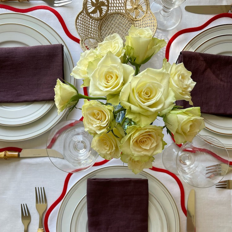 The Voyage Dubai - Linen Dinner Napkins Plum Our classic dinner napkins available in seven gorgeous colours to complement a multitude of table settings.  Our napkins are made with 100% European linen making them luxurious and long-lasting. 50x50cm