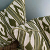 Mallorcan Ikat cushion in Olive Green - The Voyage Dubai