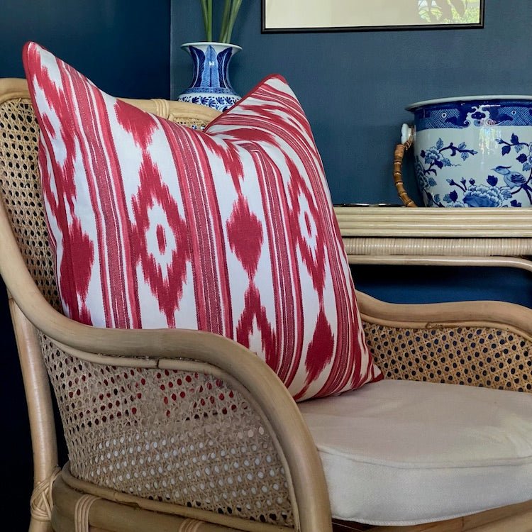 Mallorcan Ikat cushion in Raspberry - The Voyage Dubai